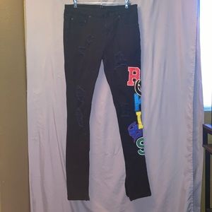 Black Young & Reckless pants